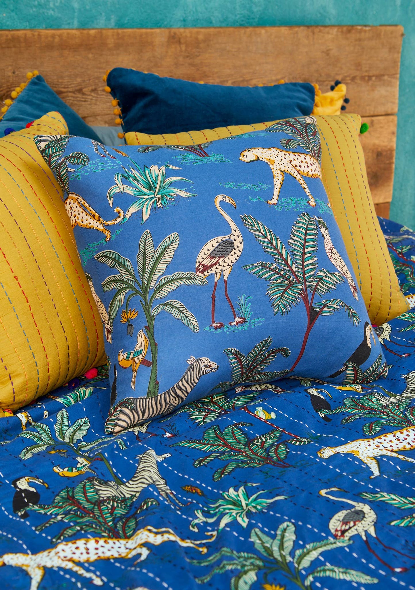 Jungle Print Cushion Cover | 45x45cm Tropical Handcrafted Home Décor