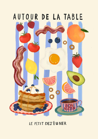 Around The Table Breakfast Print | Kitchen Art