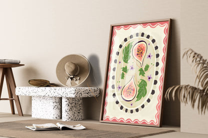 Fig with border Art print | Fruit home decor