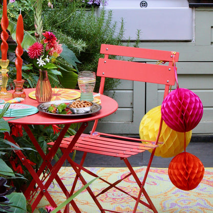 Paper Honeycomb Decorations – Pink, Yellow & Orange | Set of 3 Hanging Party Decorations