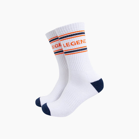 Legend Organic Cotton Sports Socks | White Slogan Socks for Men, UK 7-11