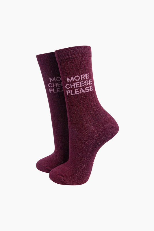 More Cheese Please Glitter Socks