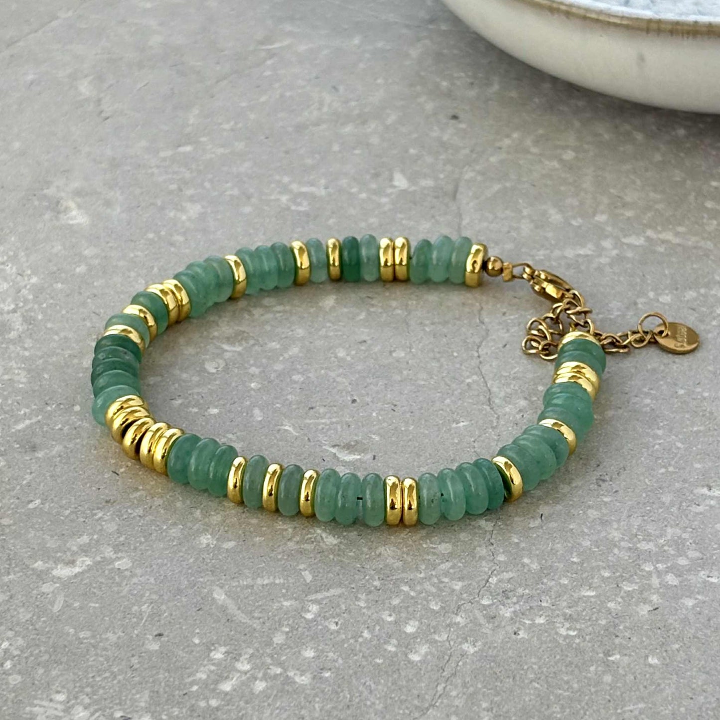 Multicolour Stone & Gold Beaded Bracelet | PVD Gold Plated Bracelet, Waterproof Bracelet