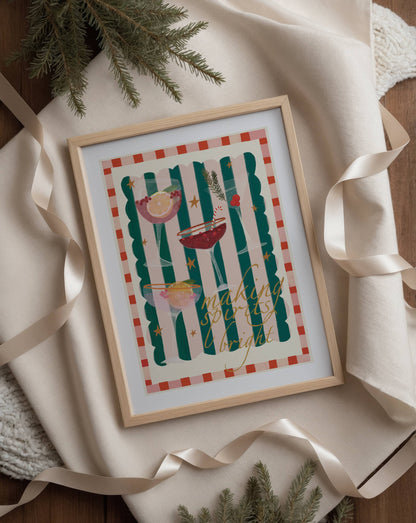 Making Spirits Bright Christmas Wall Art | Festive Cocktail Print