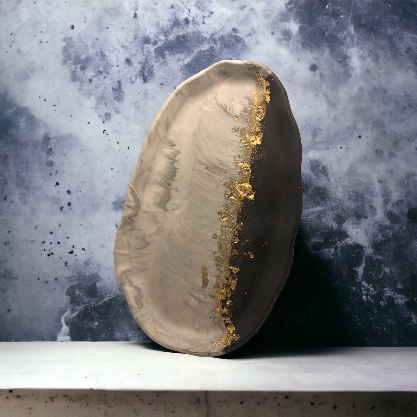 Grey marble and golf leaf misshaped tray