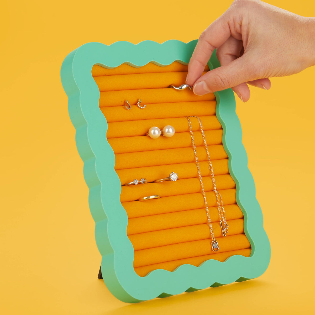 Wavy Jewellery Frame in Turquoise & Yellow
