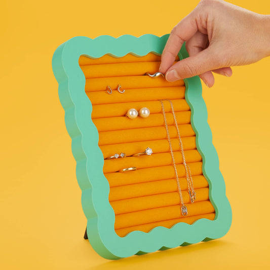 Wavy Jewellery Frame in Turquoise & Yellow