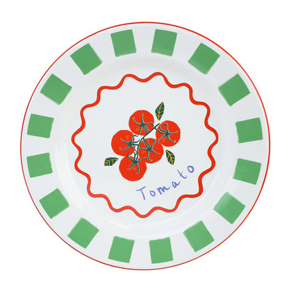 Bon Appetit Tomato Enamel Plate | Vintage Tableware