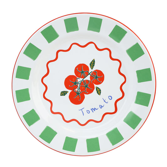 Bon Appetit Tomato Enamel Plate | Vintage Tableware