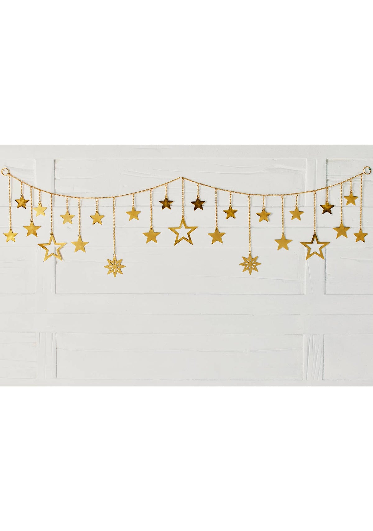 Gold Star Chain Garland | Handcrafted Iron Star Garland