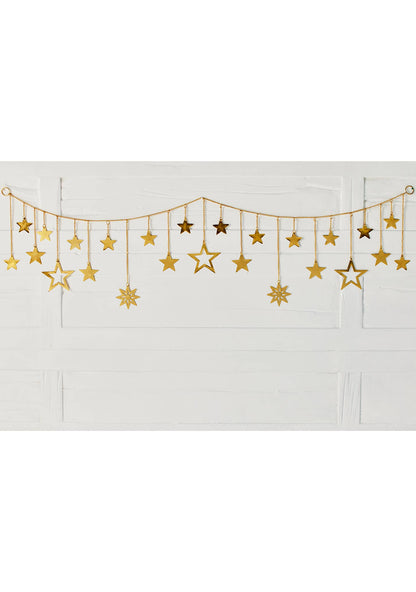 Gold Star Chain Garland | Handcrafted Iron Star Garland