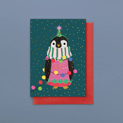 Penguin In Lights Christmas Cards Pack of 8