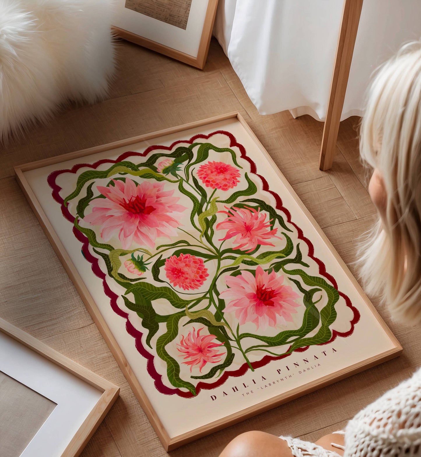 The Dahlia – Hand Drawn Colourful Art Print | Floral home decor