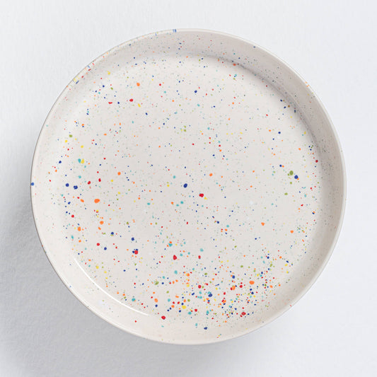 White Cake Stand with Splatter Pattern | Hand-Painted Ceramic Cake Stand
