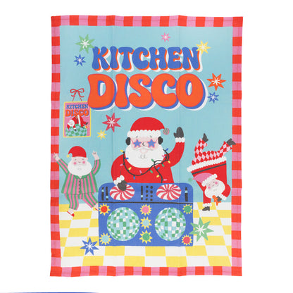 Santa Kitchen Disco Tea Towel 2 Pack | Organic Cotton Christmas Tea Towels, Festive Kitchen Gift