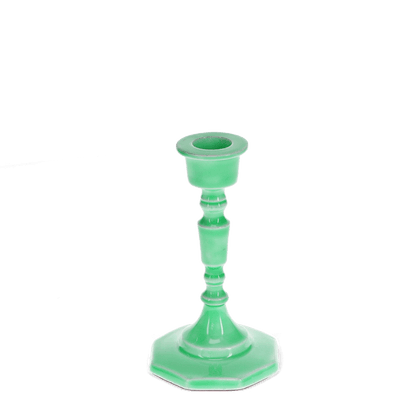 Green Enamel Candlestick | Vintage-Inspired Taper Candle Holder