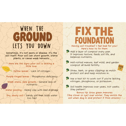 Educational poster on improving soil health with tips and advice.