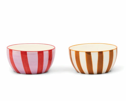 The Bella Dipping Bowls | Ceramic Serveware in Ochre & Rust or Olive & Blue