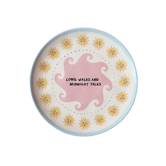 Long Walks & Midnight Talks Plate | Sun & Wave Ceramic 20cm Plate