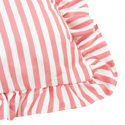Millie Ruffle Outdoor Cushion 50x50cm | Pink Stripe Frill