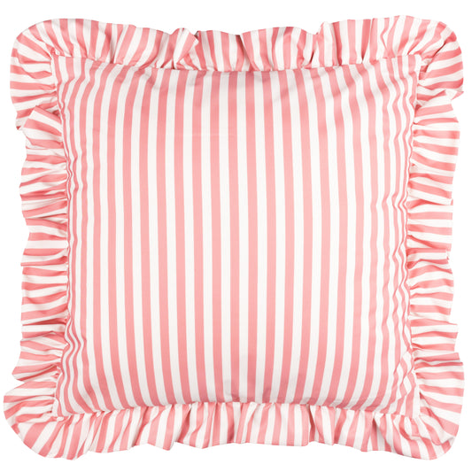 Millie Ruffle Outdoor Cushion 50x50cm | Pink Stripe Frill