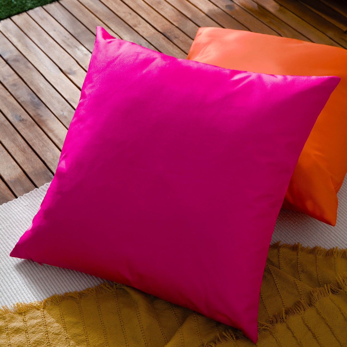 Plain Outdoor Cushion 43x43cm | Pink, Green, Yellow Garden Cushion