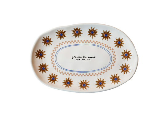 You Me The Sunset & The Sea Oval Plate | Ceramic Star Detail 15x10cm Dish