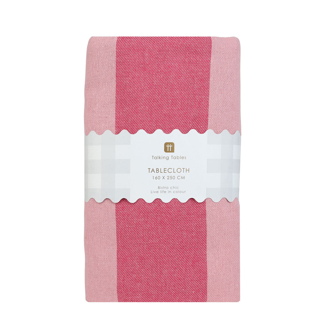 Pink Stripe Cotton Tablecloth | XL 160 × 250 cm