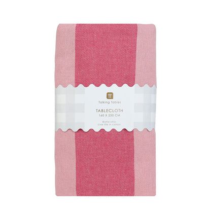 Pink Stripe Cotton Tablecloth | XL 160 × 250 cm