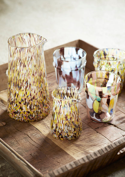 Mouth-Blown Coloured Drinking Glass in Yellow & Brown | Handmade Indian Glassware