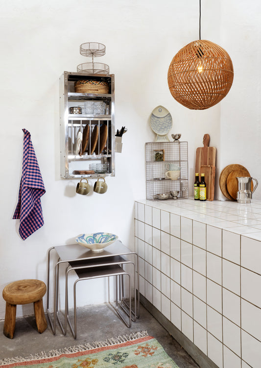 Checked Kitchen Towel in Blue & Pink | Cotton Check Tea Towel