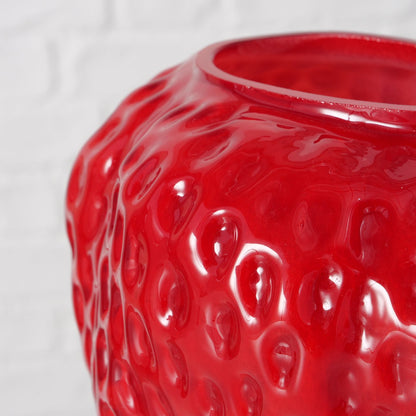 Strawberry Vase | Red Lacquered Glass Decorative Vase