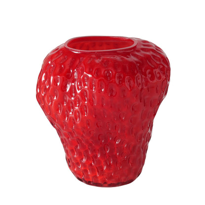 Strawberry Vase | Red Lacquered Glass Decorative Vase