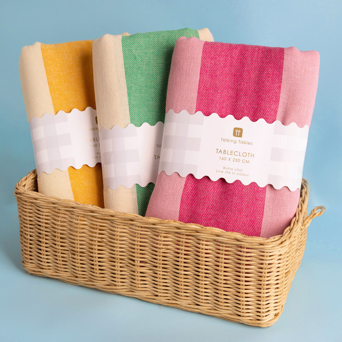 Green Stripe Cotton Tablecloth | XL 160 × 250 cm