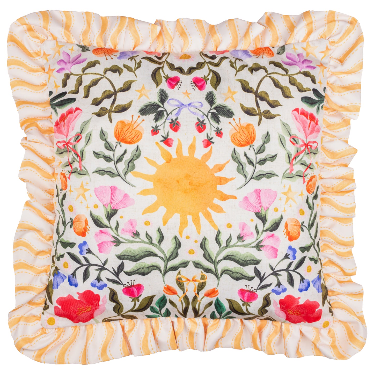 Summer Solstice Reversible Outdoor Cushion | 50x50cm Floral Sun Design