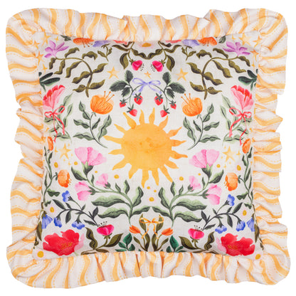 Summer Solstice Reversible Outdoor Cushion | 50x50cm Floral Sun Design