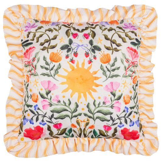 Summer Solstice Reversible Outdoor Cushion | 50x50cm Floral Sun Design