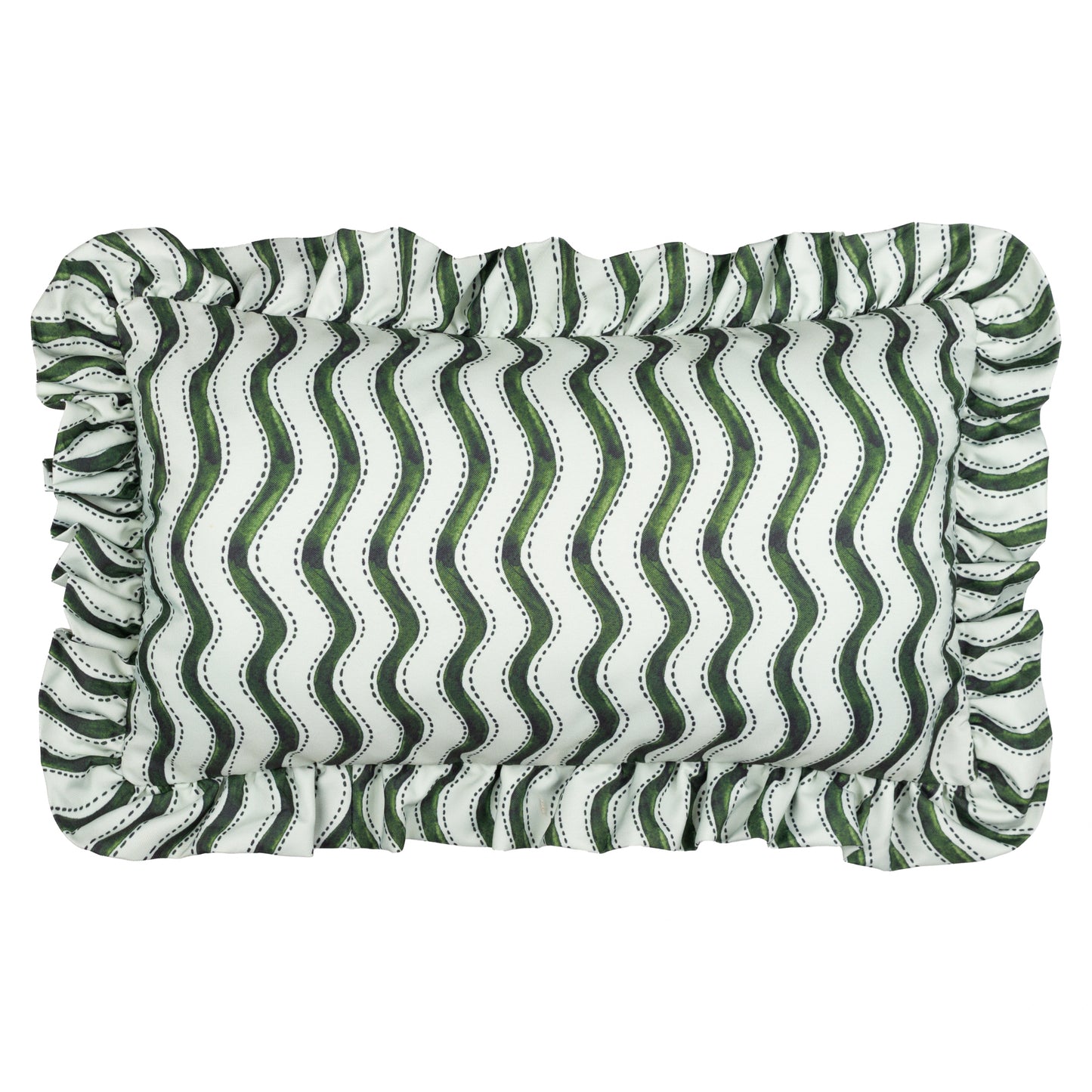 Summer Solstice Wiggly Stripe Frill Cushion | 30x50cm Outdoor Cushion