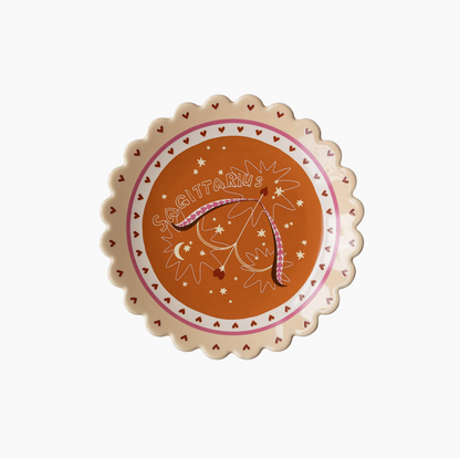 Sagittarius Zodiac Plate | Astrology Scalloped Edge 14.5cm Wall Plate