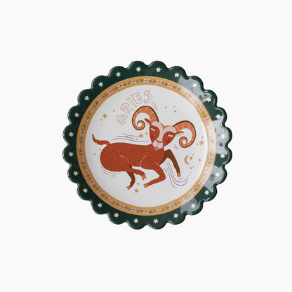 Aries Zodiac Plate | Astrology Scalloped Edge 14.5cm Wall Plate