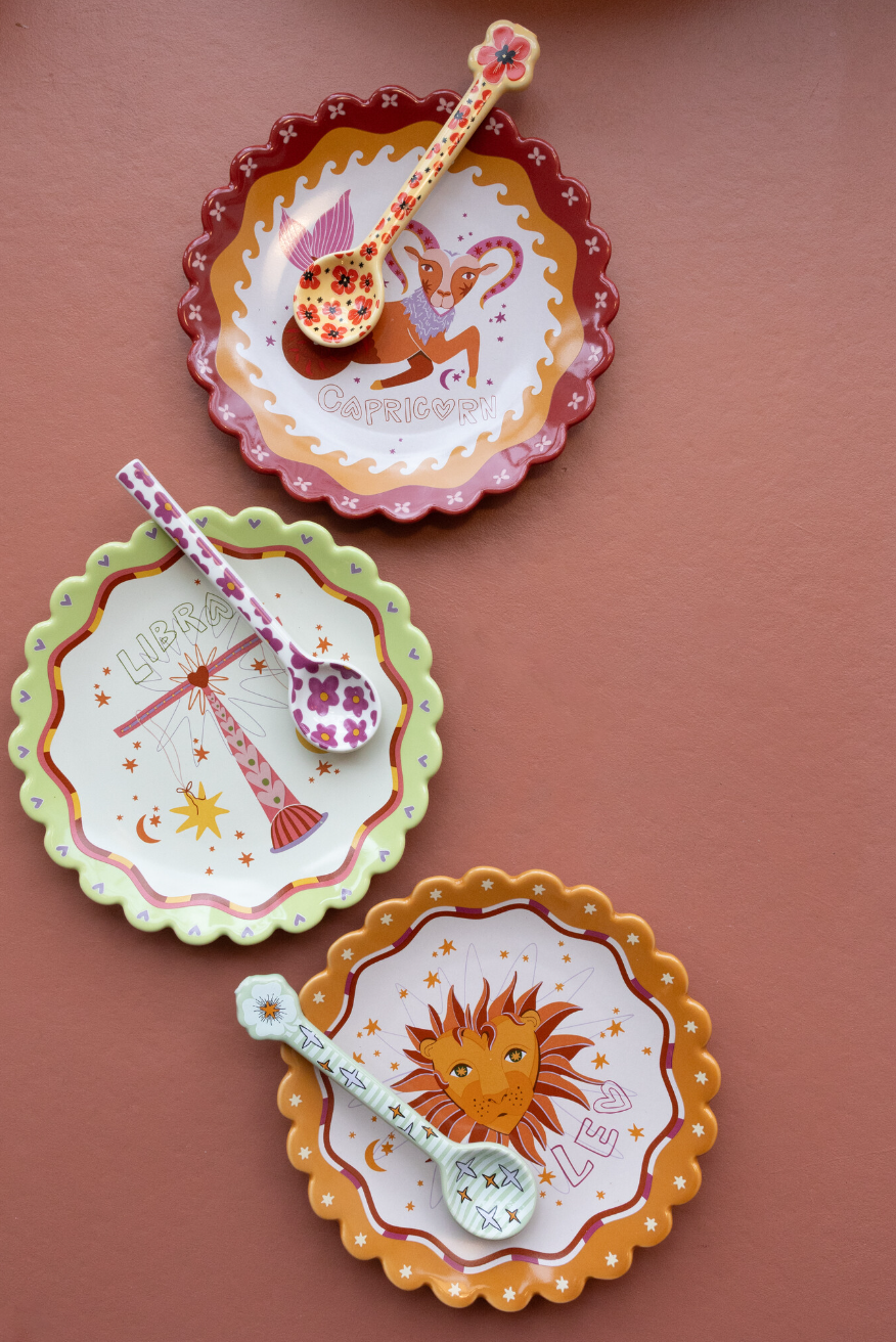 Libra Zodiac Plate | Astrology Scalloped Edge 14.5cm Wall Plate